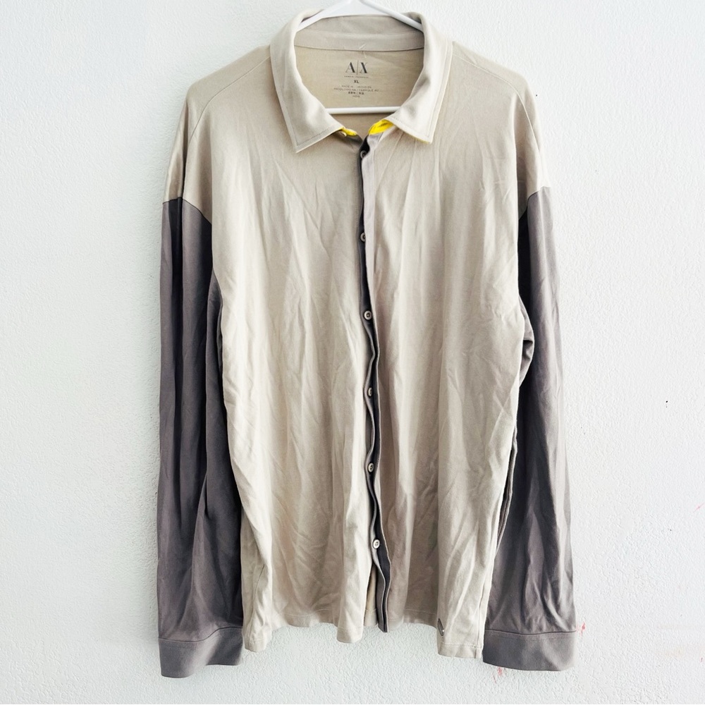 A/X Armani exchange size XL stretch knit button down shirt